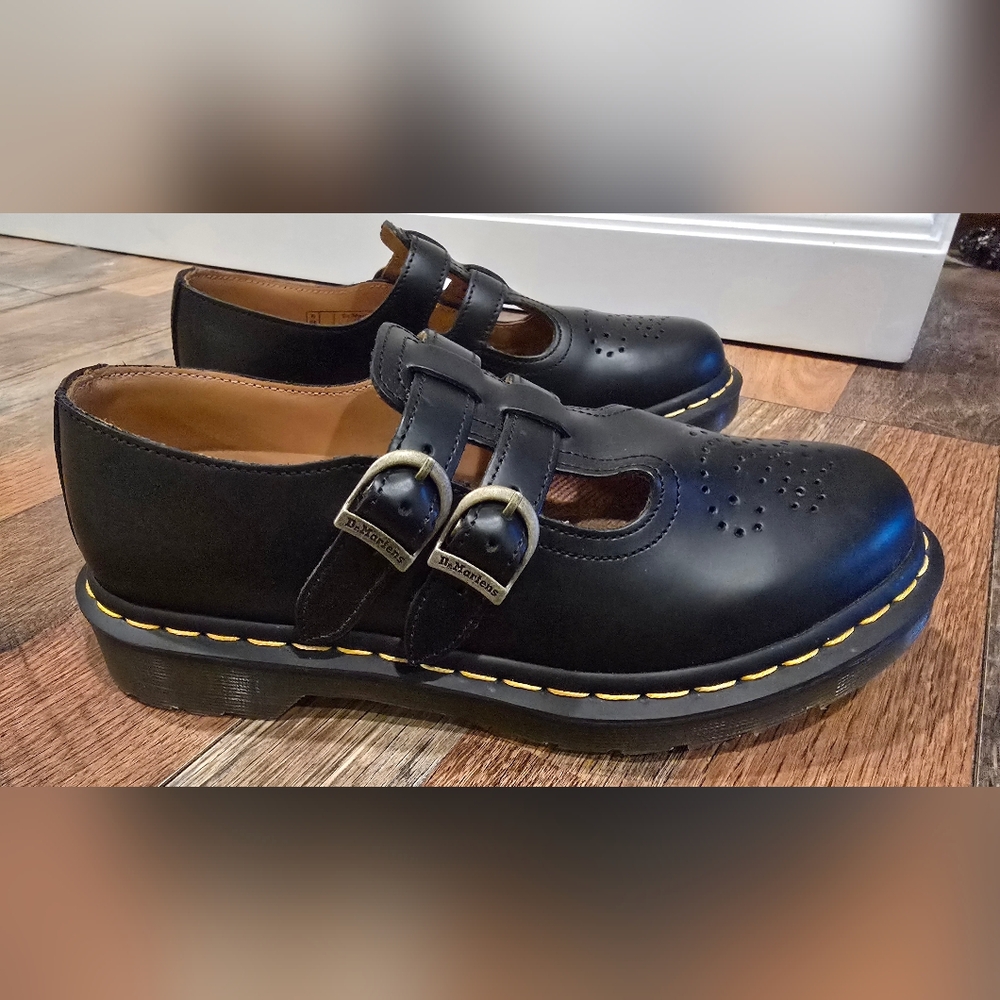 Dr Doc Martens 12916 Mary Jane black leather women's shoes sz 8 NEVER WORN